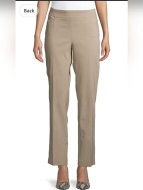 Time and Tru Straight-Leg Pull-On Pants — Taupe